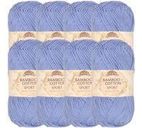JubileeYarn Bamboo Cotton Sport 4 Ply Yarn - 50g/Skein - Glacier Blue - 8 Skeins