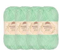 JubileeYarn Bamboo Cotton Sport 4 Ply Yarn - 50g/Skein - Green Mint - 4 Skeins