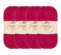 JubileeYarn Bamboo Cotton Sport 4 Ply Yarn - 50g/Skein - Magenta - 4 Skeins