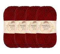 JubileeYarn Bamboo Cotton Sport 4 Ply Yarn - 50g/Skein - Red Hot Red - 4 Skeins