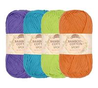 JubileeYarn Bamboo Cotton Sport 4 Ply Yarn - 50g/Skein - Shades of Tropical Colours - 4 Skeins