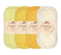JubileeYarn Bamboo Cotton Sport 4 Ply Yarn - 50g/Skein - Shades of Yellow - 4 Skeins