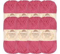 JubileeYarn Bamboo Cotton Sport 4 Ply Yarn - 50g/Skein - Watermelon - 8 Balls