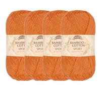 JubileeYarn Bamboo Cotton Sport Yarn - 50g/Skein - Blood Orange - 4 Skeins