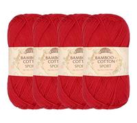 JubileeYarn Bamboo Cotton Sport Yarn - 50g/Skein - Carmine Red - 4 Skeins