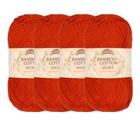 JubileeYarn Bamboo Cotton Sport Yarn - 50g/Skein - Cherry Red - 4 Skeins | 50g/Skein