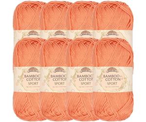 JubileeYarn Bamboo Cotton Sport Yarn - 50g/Skein - COHO Salmon - 8 Skeins | 50g/Skein Sport Bamboo Rayon Cotton Blend