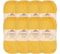 JubileeYarn Bamboo Cotton Sport Yarn - 50g/Skein - Daisy Yellow - 8 Balls