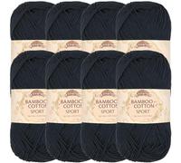 JubileeYarn Bamboo Cotton Sport Yarn - 50g/Skein - Deep Grey - 8 Skeins | 50g/Skein Sport Bamboo Rayon Cotton Blend