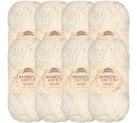 JubileeYarn Bamboo Cotton Sport Yarn - 50g/Skein - Moon Beam - 8 Balls