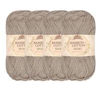 JubileeYarn Bamboo Cotton Sport Yarn - 50g/Skein - Sand Cliff Brown - 4 Skeins