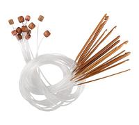 JubileeYarn Bamboo Tunisian Circular Crochet Hook Set - 12 Sizes - Carbonized Brown