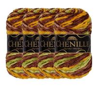 JubileeYarn Chenille Yarn - Worsted Polyester - 100g/Skein - El Dorado - 4 Skeins