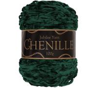 JubileeYarn Chenille Yarn - Worsted Weight - 100g/cake - Emerald - Dark Jungle Timber Green Velvet - Crochet and Knitting Yarn - 1 Cake