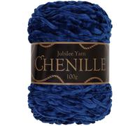 JubileeYarn Chenille Yarn - Worsted Weight - 100g/cake - Iolite - Dark Midnight Blue Velvet - Crochet and Knitting Yarn - 1 Cake
