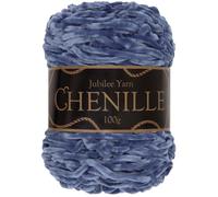 JubileeYarn Chenille Yarn - Worsted Weight - 100g/cake - Moonstone - Dark Grey Blue Velvet - Crochet and Knitting Yarn - 1 Cake