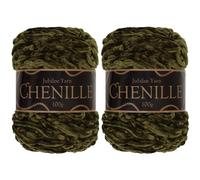 JubileeYarn Chenille Yarn - Worsted Weight - 100g/cake - Olive Oil - 2 Cakes