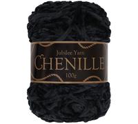 JubileeYarn Chenille Yarn - Worsted Weight - 100g/cake - Onyx - Black Velvet - Crochet and Knitting Yarn - 1 Cake