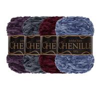 JubileeYarn Chenille Yarn - Worsted Weight - 100g/cake - Shades of Purple - 4 Cakes
