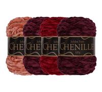 JubileeYarn Chenille Yarn - Worsted Weight - 100g/cake - Shades of Red - 4 Cakes