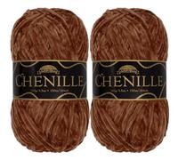 JubileeYarn Chenille Yarn - Worsted Weight - 100g/skein (2 Skeins, 107 Coffee Bean)