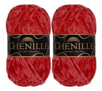 JubileeYarn Chenille Yarn - Worsted Weight - 100g/skein (2 Skeins, 109 Rouge)