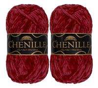 JubileeYarn Chenille Yarn - Worsted Weight - 100g/skein (2 Skeins, 122 Garnet)