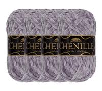 JubileeYarn Chenille Yarn - Worsted Weight - 100g/skein (4 Skeins, 104 Periwinkle)