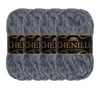JubileeYarn Chenille Yarn - Worsted Weight - 100g/skein (4 Skeins, 114 Storm)