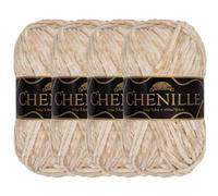 JubileeYarn Chenille Yarn - Worsted Weight - 100g/skein (4 Skeins, 117 Marzipan)