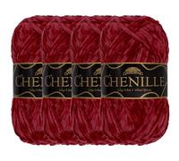 JubileeYarn Chenille Yarn - Worsted Weight - 100g/skein (4 Skeins, 122 Garnet)