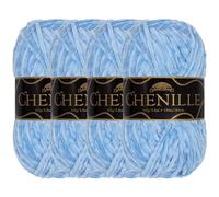 JubileeYarn Chenille Yarn - Worsted Weight - 100g/Skein (4 Skeins, 125 Sky Diety)