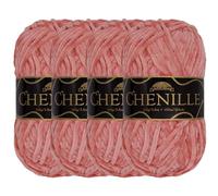 JubileeYarn Chenille Yarn - Worsted Weight - 100g/skein (4 Skeins, 127 Rhubarb Torte)