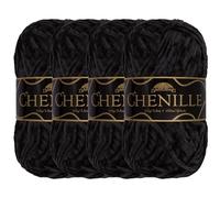 JubileeYarn Chenille Yarn - Worsted Weight - 100g/skein (4 Skeins, 199 Obsidian)
