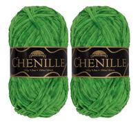 JubileeYarn Chenille Yarn - Worsted Weight - 100g/Skein - Serpentine - Clover Forest Green Velvet - Crochet and Knitting Yarn - 2 Skeins