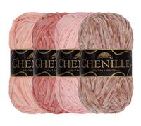 JubileeYarn Chenille Yarn - Worsted Weight - 100g/Skein - Shades of Pink - 4 Skeins