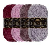 JubileeYarn Chenille Yarn - Worsted Weight - 100g/Skein - Shades of Purple - 4 Skeins