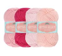 JubileeYarn Cotton Select Yarn - Sport Weight - 50g/Skein - Shades of Pink - 4 Skeins