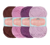 JubileeYarn Cotton Select Yarn - Sport Weight - 50g/Skein - Shades of Purple - 4 Skeins