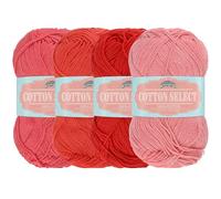 JubileeYarn Cotton Select Yarn - Sport Weight - 50g/Skein - Shades of Red - 4 Skeins