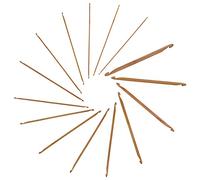 JubileeYarn Double Ended Bamboo Tunisian Crochet Hooks Set - Carbonized Brown - 15 Sizes