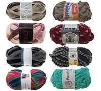 JubileeYarn Fishnet & Pom Pom Fishnet Yarn - 70% Acrylic 30% Polyamide 100g/Skein - Variety Pack - 3 Skeins