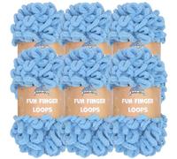 JubileeYarn Fun Finger Loops Yarn - Jumbo Polyester - 100g/Skein - Maritime Blue - 6 Skeins