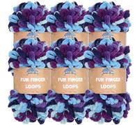 JubileeYarn Fun Finger Loops Yarn - Polyester Jumbo Weight Loop Yarn - 100g/Skein - Aphrodite - 6 Skeins
