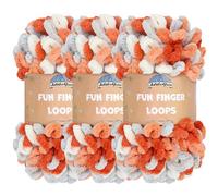 JubileeYarn Fun Finger Loops Yarn - Polyester Jumbo Weight Loop Yarn - 100g/Skein - Ares - 3 Skeins