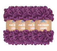 JubileeYarn Fun Finger Loops Yarn - Polyester Jumbo Weight Loop Yarn - 100g/Skein - Berry Blast - 4 Skeins