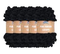 JubileeYarn Fun Finger Loops Yarn - Polyester Jumbo Weight Loop Yarn - 100g/Skein - Black - 5 Skeins