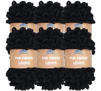 JubileeYarn Fun Finger Loops Yarn - Polyester Jumbo Weight Loop Yarn - 100g/Skein - Black - 6 Skeins