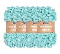 JubileeYarn Fun Finger Loops Yarn - Polyester Jumbo Weight Loop Yarn - 100g/Skein - Blue - 4 Skeins