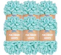 JubileeYarn Fun Finger Loops Yarn - Polyester Jumbo Weight Loop Yarn - 100g/Skein - Blue - 6 Skeins